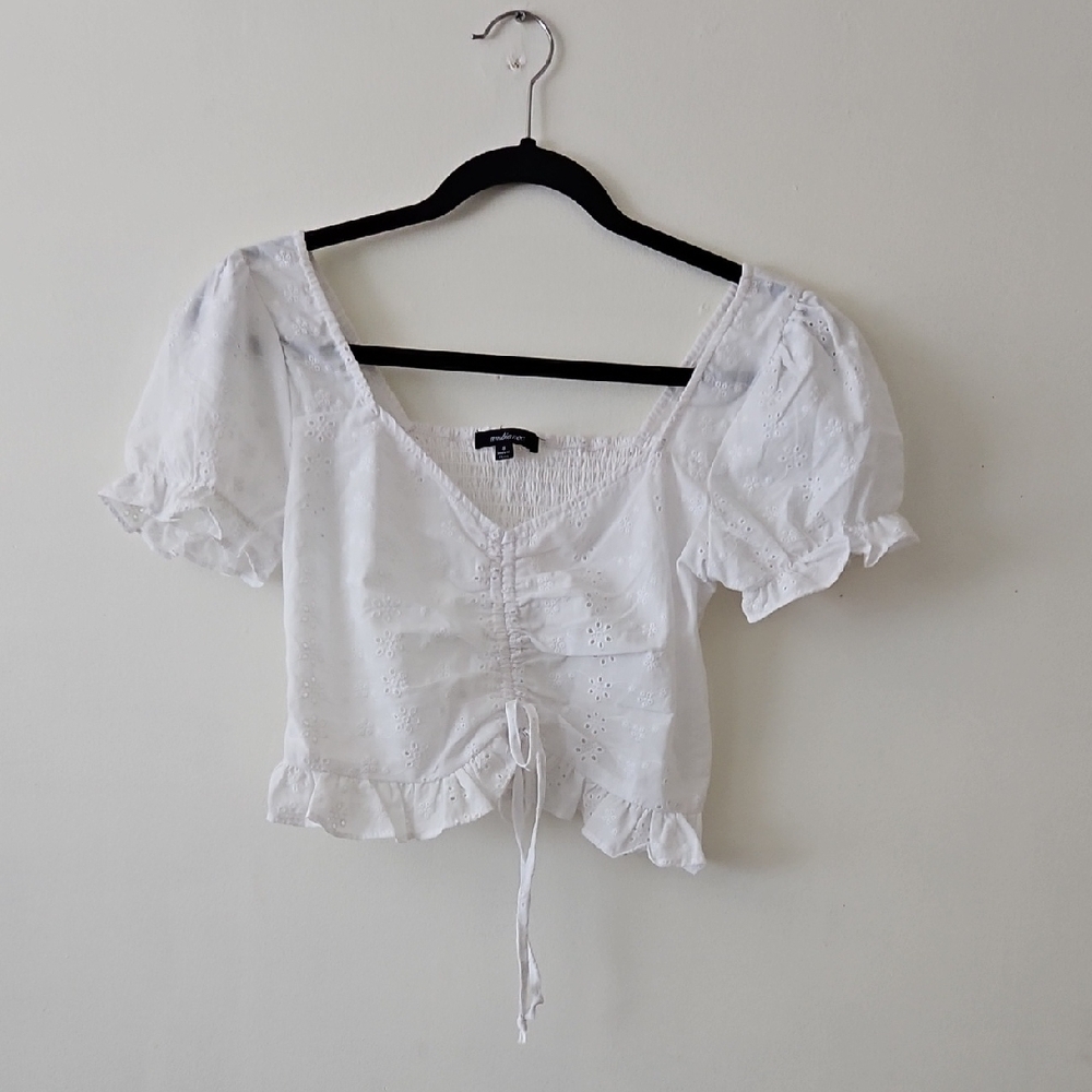 White Eyelet Puff Sleeve Top
